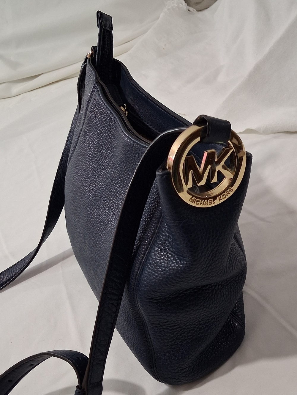 Michael Kors Navy Pebbled Leather Crossbody Bag - Picture 2 of 11
